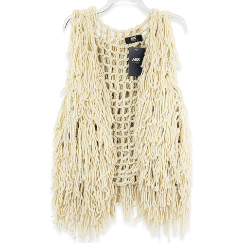 ABS Allen Schwartz Women's Boho Open Front Shaggy Layered Fringe Vest