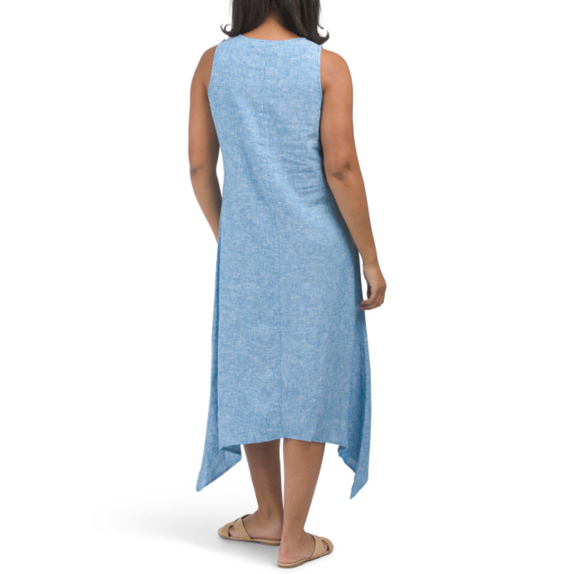 Anne Klein Women's Linen Blend Jazzy Sharkbite Midi Dress