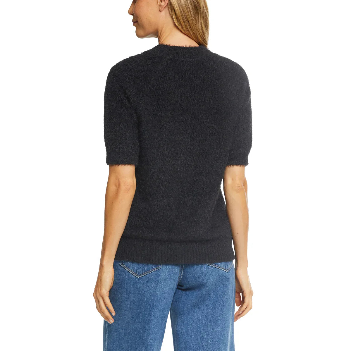 Matty M Women's Soft Eyelash Knit Short Sleeve Sweater Top